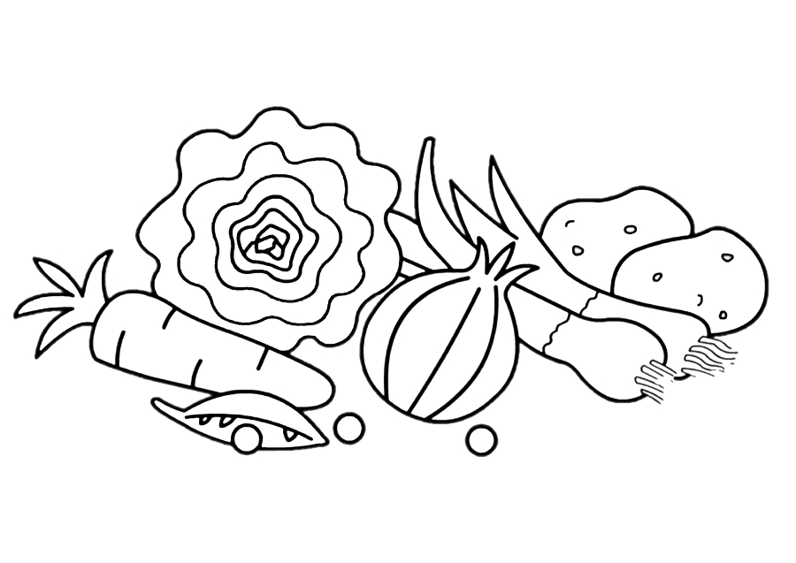Coloring page Set of vegetables Print